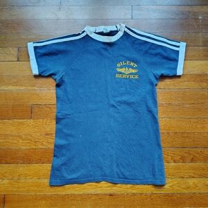 80s Vintage US Navy Military Silent Service T-Shirt Men Small Striped Ringer Tee
